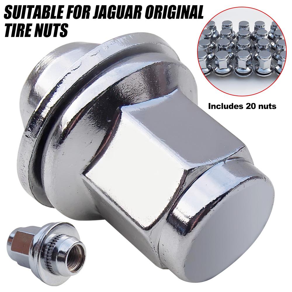 20PCS Iron Wheel Lug Nut Replacement for Jaguar XJ XK XF S X Type C2C35294 Silver Metal Accessories for Vehicles