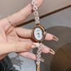 Romantic Bracelet Watch for Women, Oval Mother-of-pearl Face Rhinestone Temperament Women's Watch Simple Quartz Watch