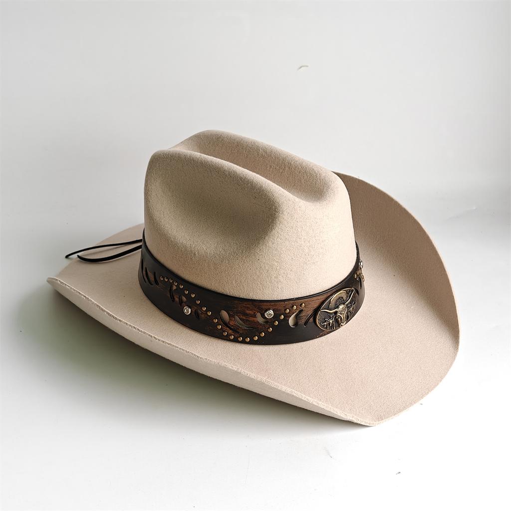 Competitive Western Cowboy Hat 100% Wool Fedora Hat For Women Men Riding Hat Autumn Panama Big Brim Cowgirl Hat Sombrero Vaquero