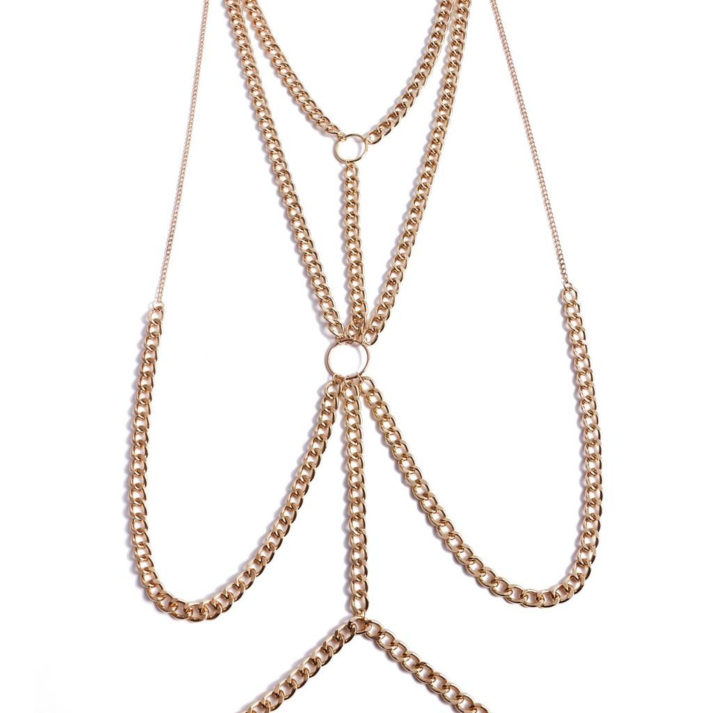 Хип-хоп Уличный танец Сексуальная цепочка на грудь Женская Горячая девушка Цепочка на ключицу Индивидуальная одежда Цепочка на грудь и тело