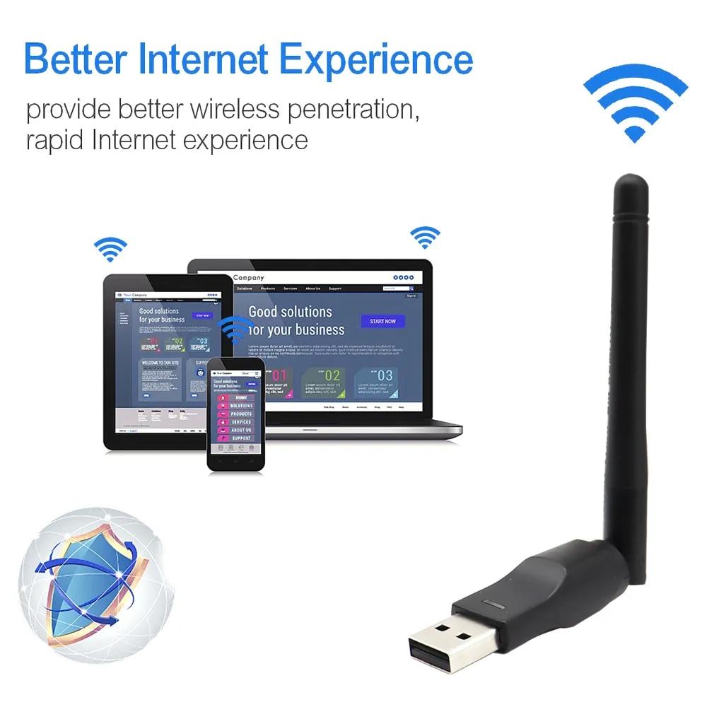 150 Мбит/с USB WiFi адаптер 2.4G беспроводная сетевая карта LAN Wi-Fi приемник Dongle с вращающейся антенной 802.11 B/g/n 8188ETV для ПК ноутбука