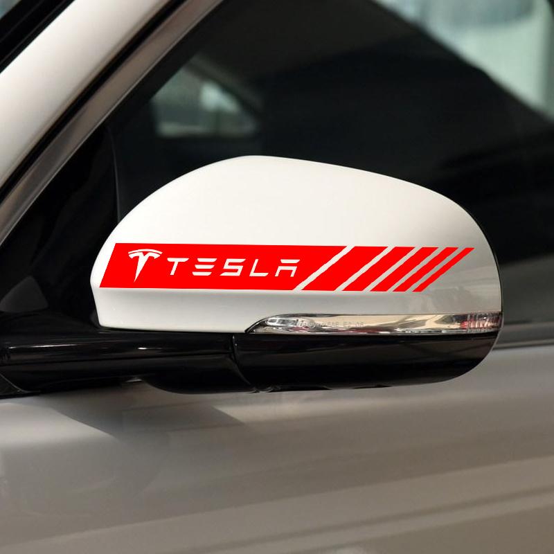 2PCS Car Badge Rearview Mirror Decor Sticker Vehicle Body Refit Decal For Tesla Model S Model X Model Y Model 3 Roadster SpaceX Accessory