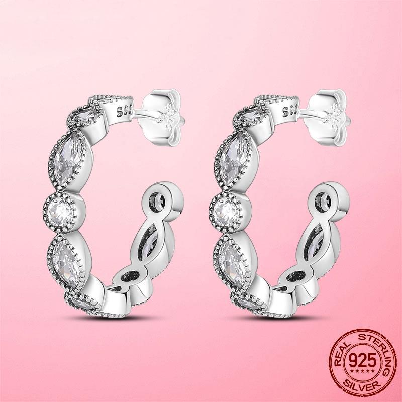 Новые серьги-кольца из серебра 925 пробы с подвесками для женщин, модные большие круглые модные серебряные серьги, изготовление ювелирных изделий