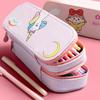 2024 Очаровательный мультяшный двухслойный пенал для девочек начальной школы в Японии - Большая вместимость и милый дизайн