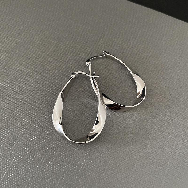 925 Silver Needle Piercing Big Circle Hoop Earring For Women Girls Lovely Party Wedding Gifts Jewelry Eh006