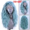 14-26 дюймов Высокотемпературное волокно Волна воды Синтетический парик фронта шнурка для женщин Мятно-зеленый