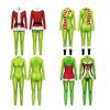 Christmas Women Jumpsuit 3d Print Xmas Party Clothes Green Guy Pattern Costume Zentai Suit Holiday Cosplay Catsuit