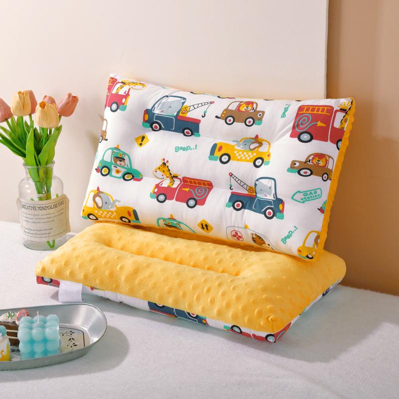 Children Infants Double-sided Cartoon Pure Cotton Doudou Velvet Sleep Pillow Washable Cervical Vertebra Protect Kids Pillow
