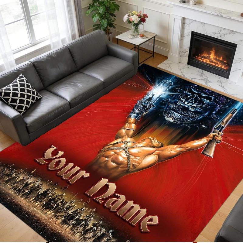 Crystal Velvet Rug Custom Name Text, Soft Non Slip Floor Mat Home DecorEvil Dead Ash Williams