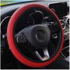 Leather Fiber Car Steering Wheel Cover: Double Circle Design, Elastic Band, Wear-Resistant, Embossed Auto Part.