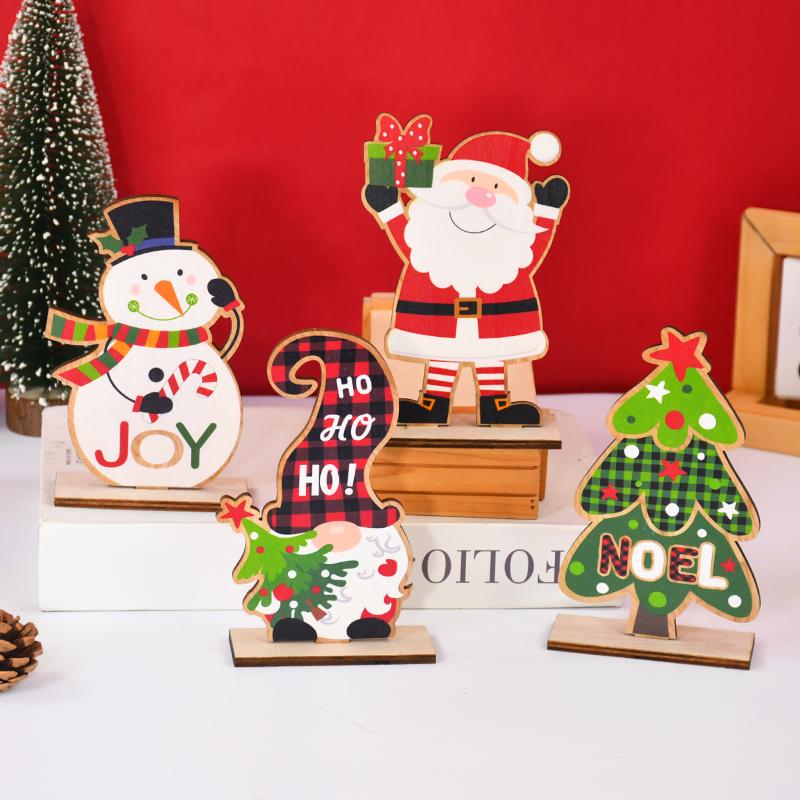 Christmas Wooden Ornaments Santa Claus Snowman Xmas Tree Desktop Signs 2025 New Year Party DIY Decoration For Home Navidad Gifts