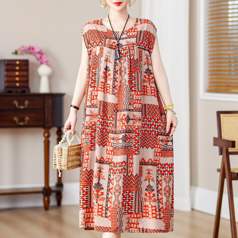 Летнее винтажное платье больших размеров, женские свободные повседневные элегантные длинные платья без рукавов большого размера