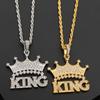 Hip Hop Pop Ethos Spliced Crown Lettering Pendant Personality Bungee Party Charm Couple Necklace Accessories Holiday Gifts