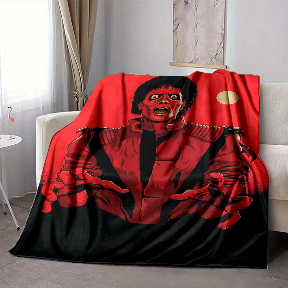 1pc Thriller, Red Jacket Blanket Lightweight Flannel Blanket Throw Blanket For Sofa, Bed, Travel, Camping, Livingroom, Office, Couch