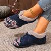 Winter New Cotton Shoes Women's Velvet Embroidered Cloth Shoes Soft Sole Mother Embroidered Shoes Non-slip Warm Thick Sole Women