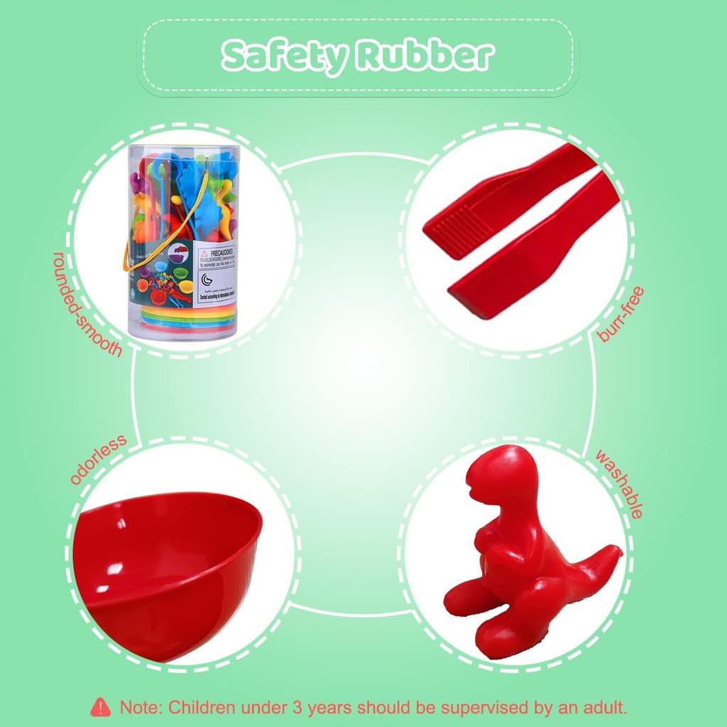 Игрушки от 3 лет, игрушки Монтессори от 3 лет, игрушка для распознавания цветов подсчета динозавров с подходящими чашками и пинцетом, цвета для развития мелкой моторики