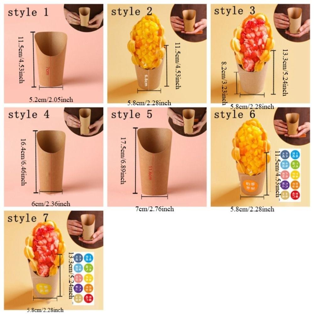 50PCS Thickened Egg Waffle Paper Cup Water Proof Take-out Snack Boxes Kitchen Use