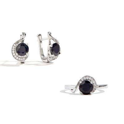 Элегантные необычные дизайнерские серебряные серьги-кольца для женщин, натуральные драгоценные диффузионные сапфиры, изысканные ювелирные изделия, подарок для свадебной вечеринки