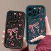 Матовый чехол TPU с цветочным принтом и бантом для iPhone 16 Pro Max 15 Pro 14 13 12 11 XS XR, защита линз, противоударный мягкий силиконовый чехол для телефона