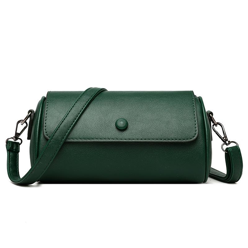 Маленькая сумка из мягкой кожи Женская одноплечевая сумка-мессенджер Новая универсальная женская однотонная сумка Сумка-цилиндр CLE