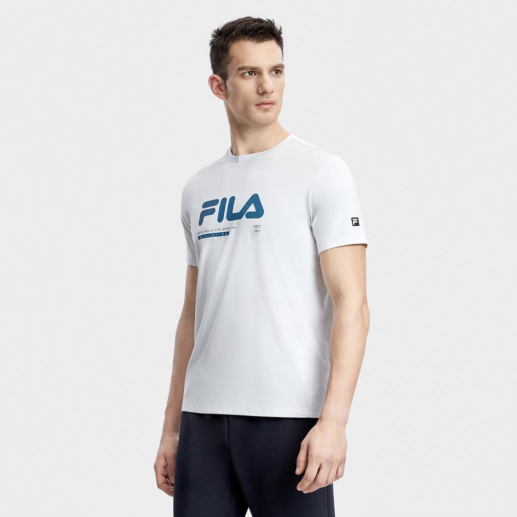 Fila Базовая Минималистичная Спортивная Фитнес Футболка с Круглым Вырезом и Коротким Рукавом для Мужчин Топы Cool-Stone-White A11M331114F-WT