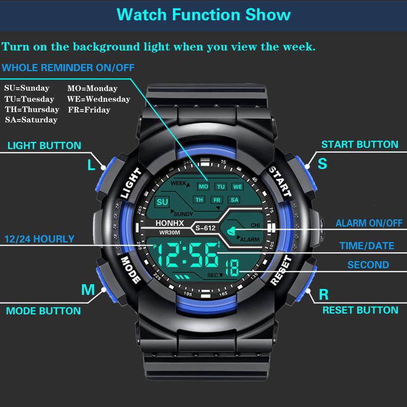 Good Luxury Top Brand Digital Date Outdoor Watch for Men Men's Multi-function Fashion Watches Luminous Electronic Sport Military Watch LED