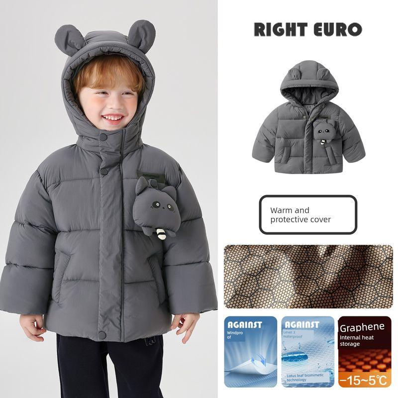 Right European Style Boys' Outdoor Cute Cartoon Cotton Jacket Waterproof Anti-Static Children's Clothing Baby Winter Clothing New Style