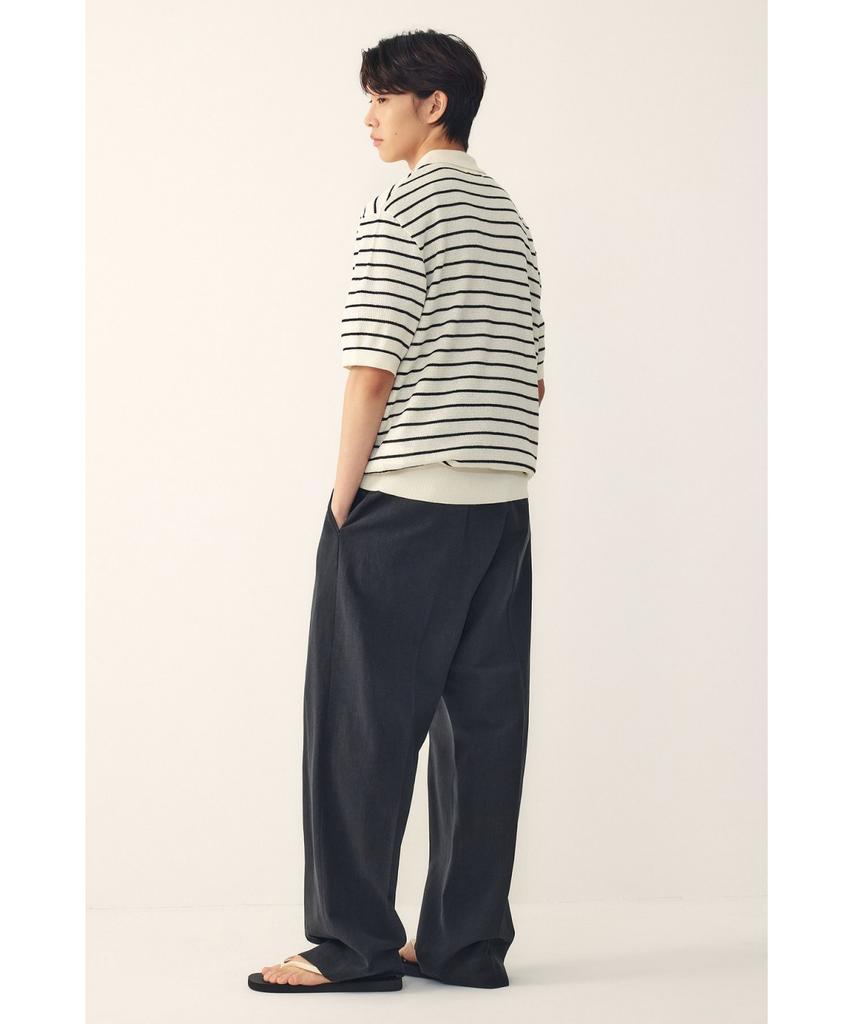 STUDIO TOMBOY [Men] Striped Collared Neck Short Sleeve Knit_Ivory 91M6252221