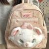 Disney Marie Cat Cartoon Canvas Backpack With Plush Details For Casual School Use