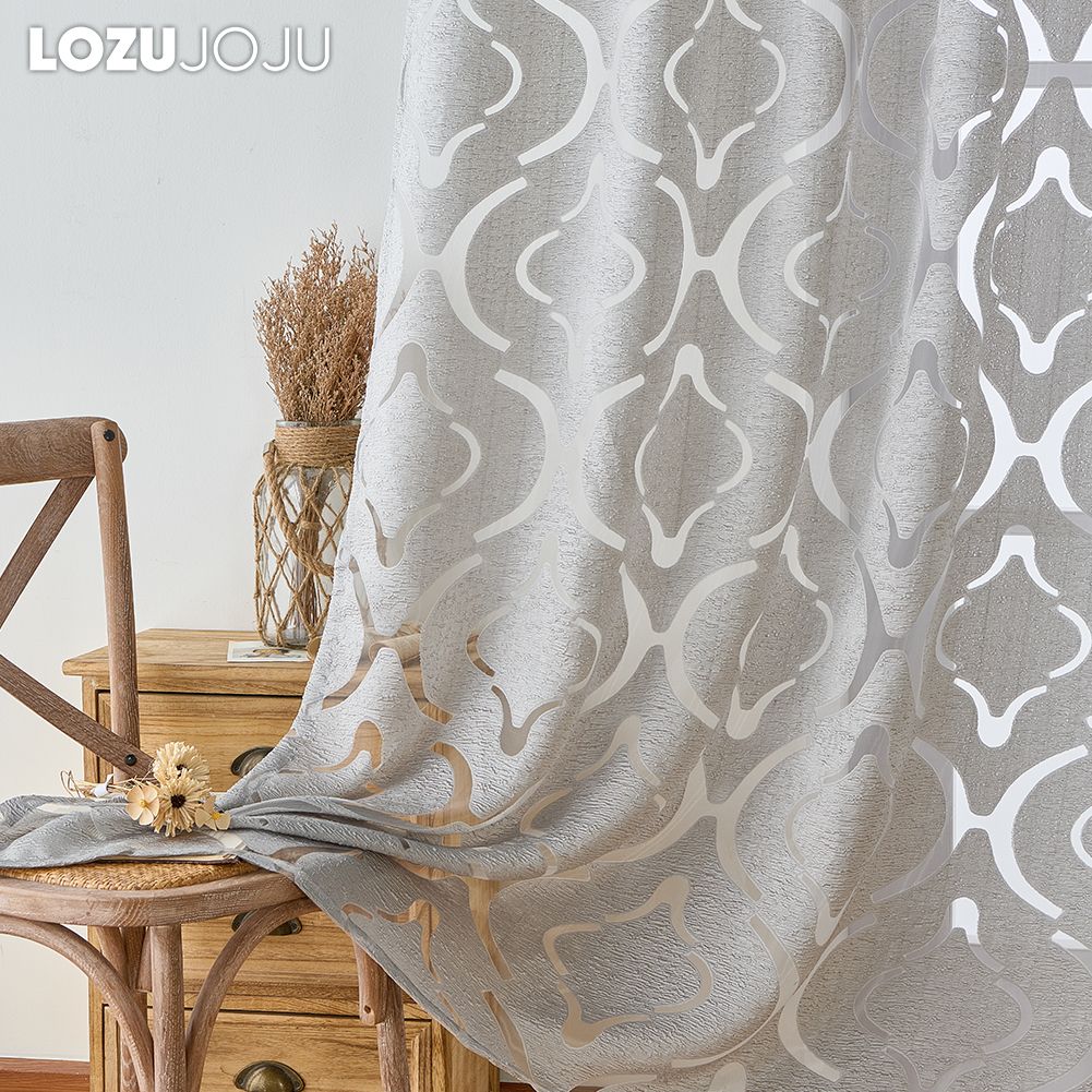 1 шт. LOZUJOJU 10% затемнение модный универсальный тюль персонализированный цветочный жаккард серый прозрачный занавес для кухни гостиная спальня окно домашний декор