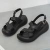 Модные GKTINOO 2025 Женские Летние Босоножки на Платформе Ремешок с Пряжкой Открытый Носок Толстая Подошва Натуральная Кожа Женские Повседневные Пляжные Босоножки на Танкетке