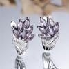 Exquisite Purple Zircon Drop Earrings for Women Fashion Silver Color Wedding Party Jewelry Gift