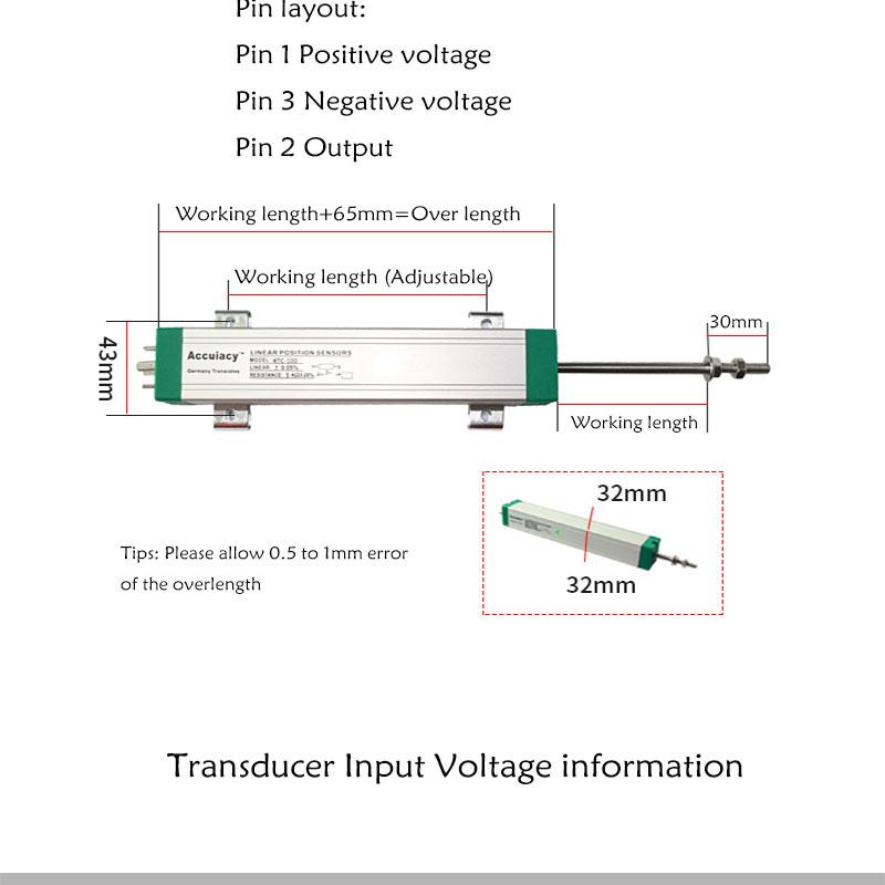 KTC 50-450mm Transducer Linear Displacement Scale Sensor Pull Rod Electronic Ruler Position LWH Potentiometer Injection Machine