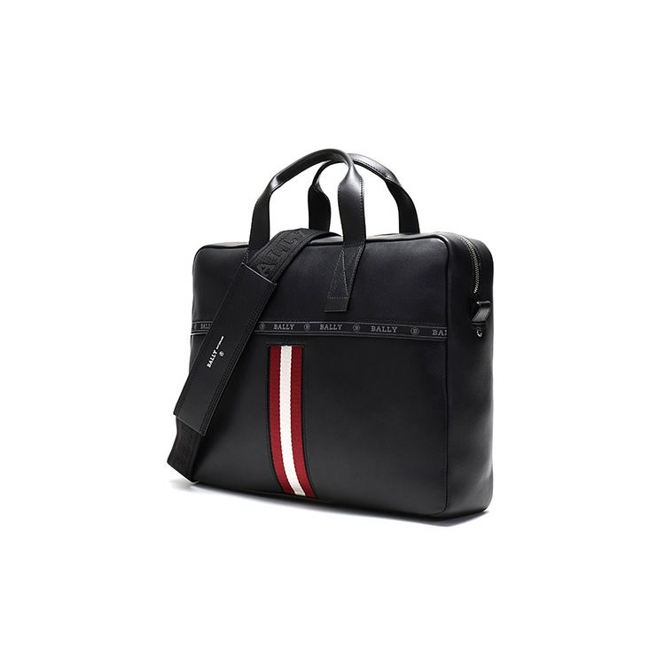 Bally Высокая точка Красная и белая полосатая сумка-тоут Портфель Кожаная сумка через плечо для ноутбука Мужские сумки Черный HEKTOR-10