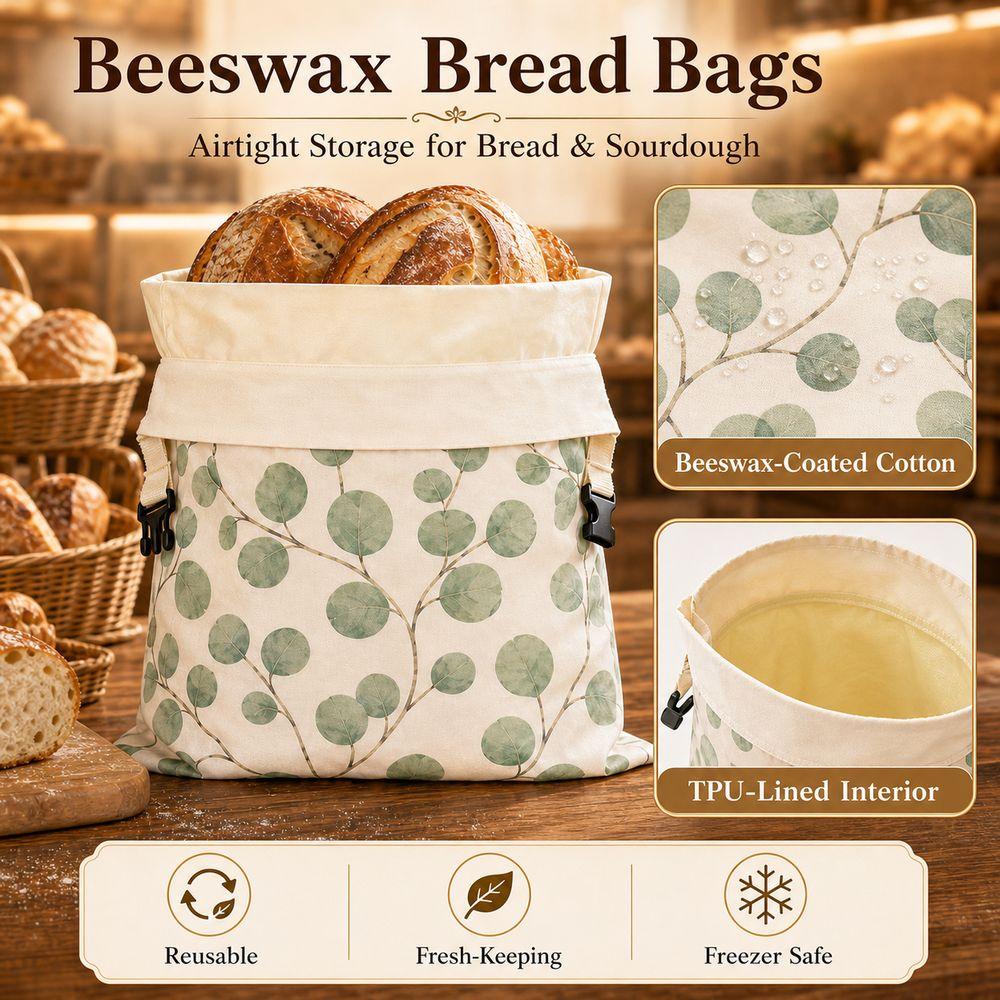 Reusable Beeswax Bread Bags Beeswax Coated Food Storage Bags Sourdough Bread Bags Cheese Storage