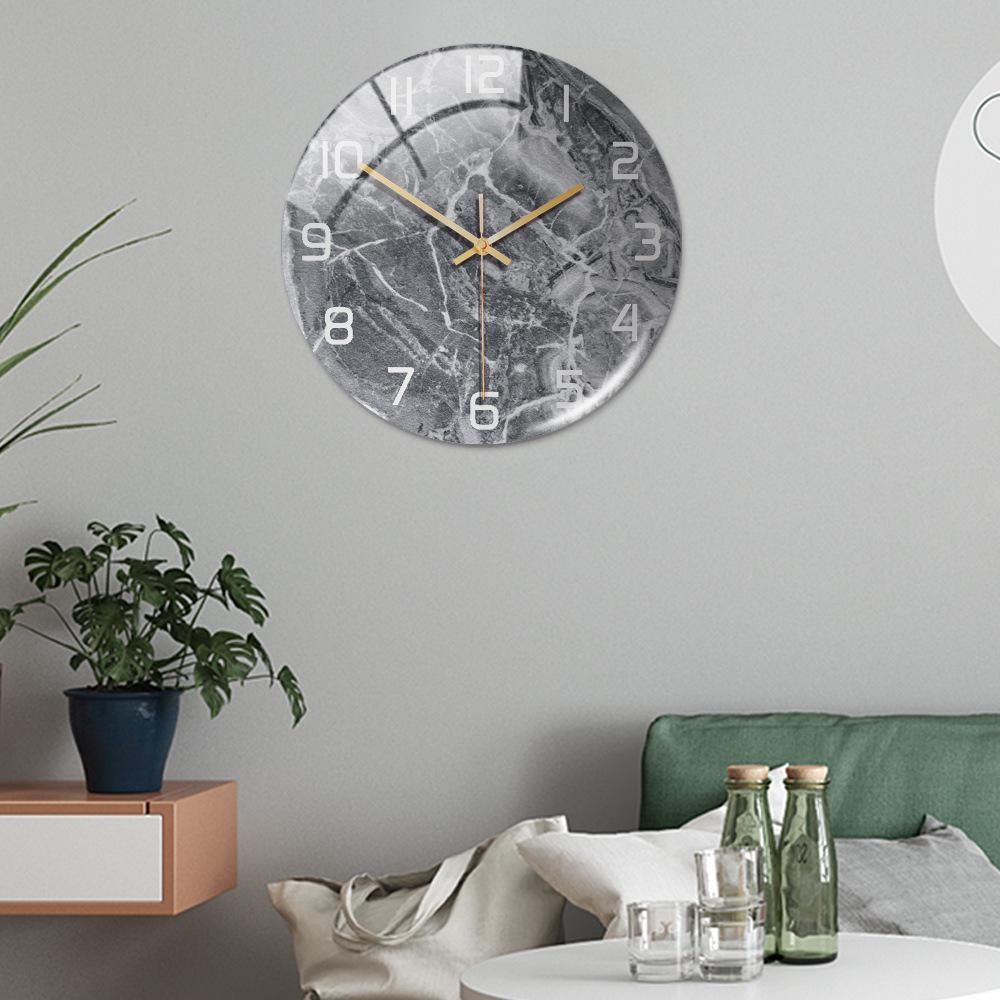 CC127-142 Роскошные круглые мраморные настенные часы, креативный акриловый 3D-дизайн для домашнего декора