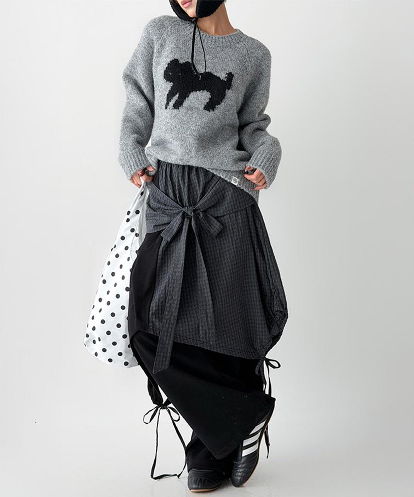 The Green Lab Check Wrap Skirt [Check Black]