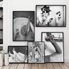 Modern Toilet Sexy Woman Make Up Canvas Prints Girl Drinking In the Bathroom Picture Poster Fashion Black White Painting Decor