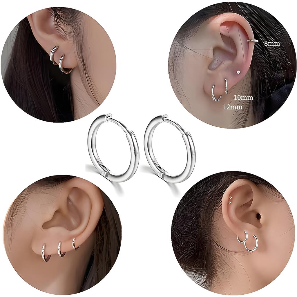 4 пары 8/10/12/14 мм круглые серьги-кольца из нержавеющей стали для женщин золотого цвета крошечные спиральные обручи кольцо-петля для пирсинга ушей