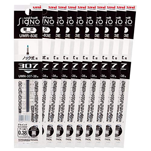 Mitsubishi Pencil Gel Ballpoint Pen Refill Signo 0.38 Black 10 Pieces UMR83E.24