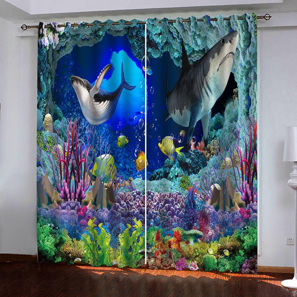 3D цифровая печать детская комната подводный мир Дельфин солнцезащитные шторы для гостиной спальни домашний декор кухонные шторы