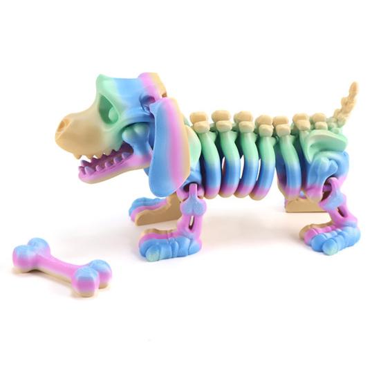Напечатанный на 3D-принтере артикулированный скелет таксы, коллекционная фигурка скелета собаки