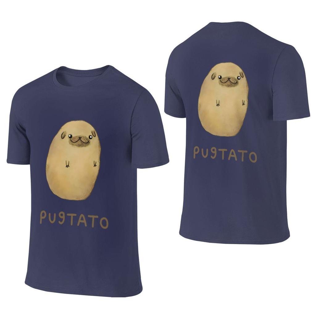 Pugtato Simple Reversible Tshirt Light Commuting Atmosphere Basic Tee