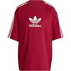 adidas Оригинальная полосатая футболка с принтом логотипа, повседневная, с круглым вырезом, коротким рукавом, женские топы, красный II6107