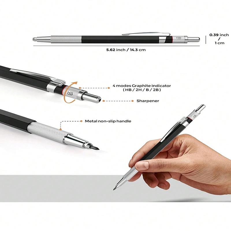 Набор механических карандашей Bview Art 2.0 мм, 1 шт. Художественные плотницкие чертежные карандаши с 12 стержнями для письма, рисования