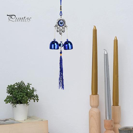 Синий злые глаза ветряная музыка с 2 колокольчиками для внутреннего и наружного использования в саду, патио, подвесной металлический ветряной колокольчик в форме сердца и дерева для бабочки
