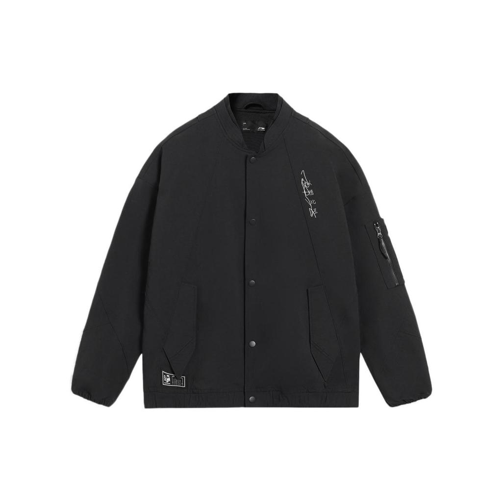 LiNing Wuhua Tianbao - Liuqi Qiongyao Sports Lifestyle Series Solid Color Loose Jacket Unisex Jacket Black AJDS347-2