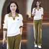 Women's Spring/Autumn Slimming Sportswear: Fashionable Lapel Sweatshirt + Sweatpants Set 2024