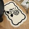 Ins Style Black White Bathroom Absorbent Rug Thick Fluffy Non Slip Bath Mat