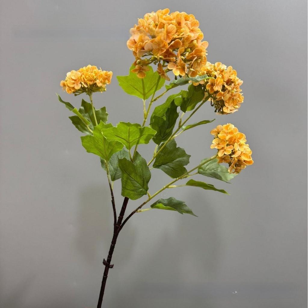 4-Head Faux Hydrangea Tall Stem with Leaves